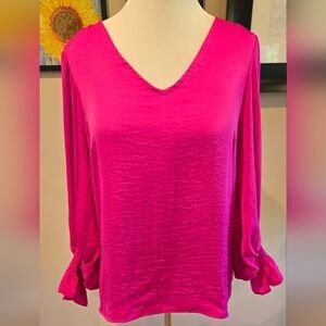 Fuchsia Blouse with poet sleeves